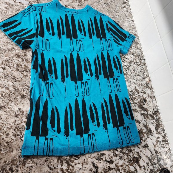 Andy Warhol Tee Knife Graphic Turquoise Cotton Youth Large - Picture 2 of 8
